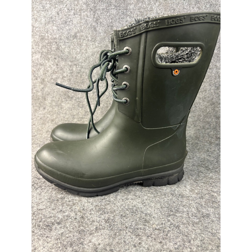 Bogs Amanda Plush Winter Boots Womens 7 Green Waterproof Faux Fur 72103-301